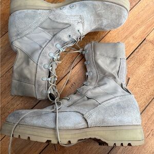 Men's Tactical Desert Tan Suede Combat Boots